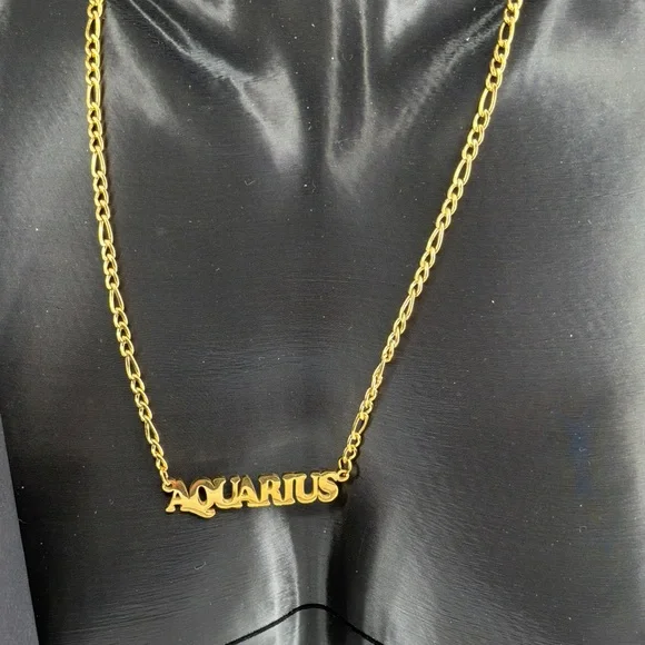 Gold Aquarius Necklace P17 - Picture 2 of 2